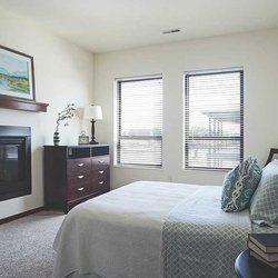 bedroom at Encore Living at Mequon Town Center apartment community located in Mequon, WI